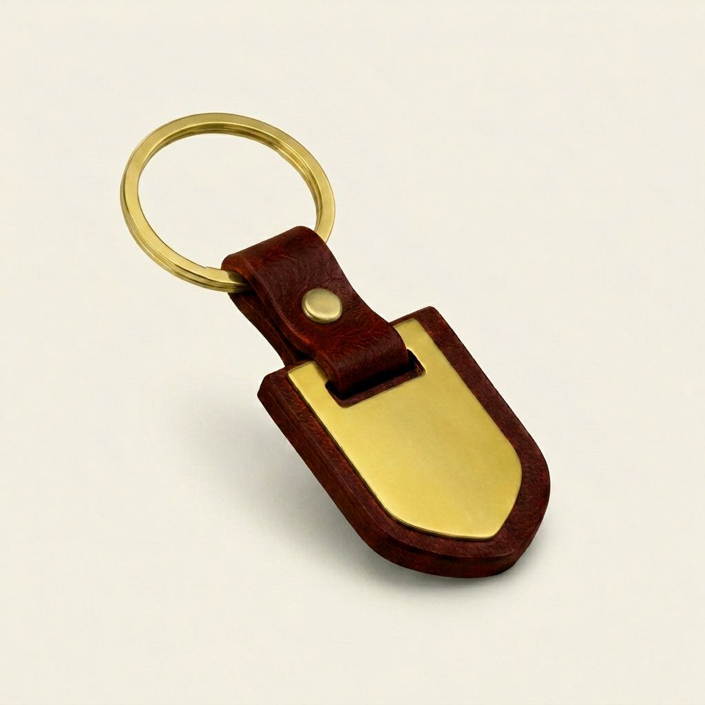 جاکلیدی چرمی مشکی طلایی شیلد کد KL-114 - تصویر 1